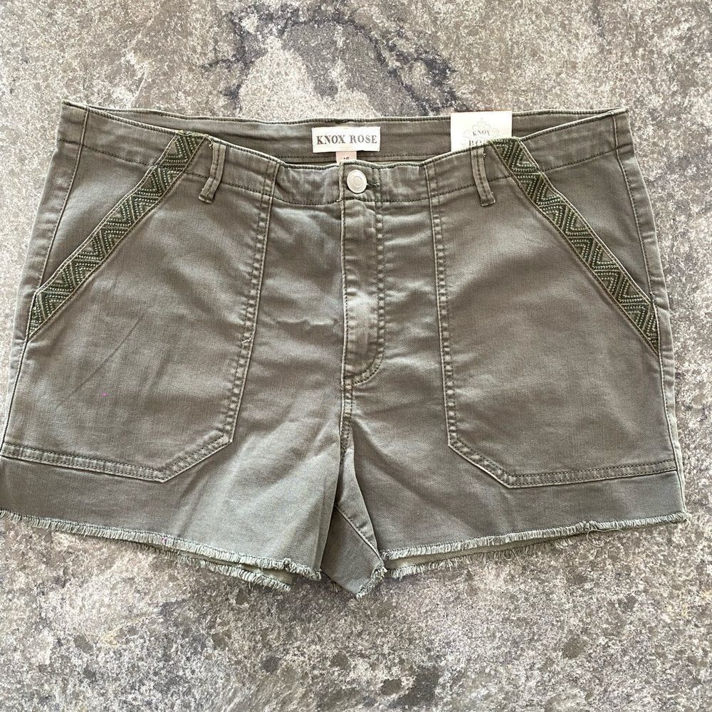 Knox Rose Olive Green Utility Shorts